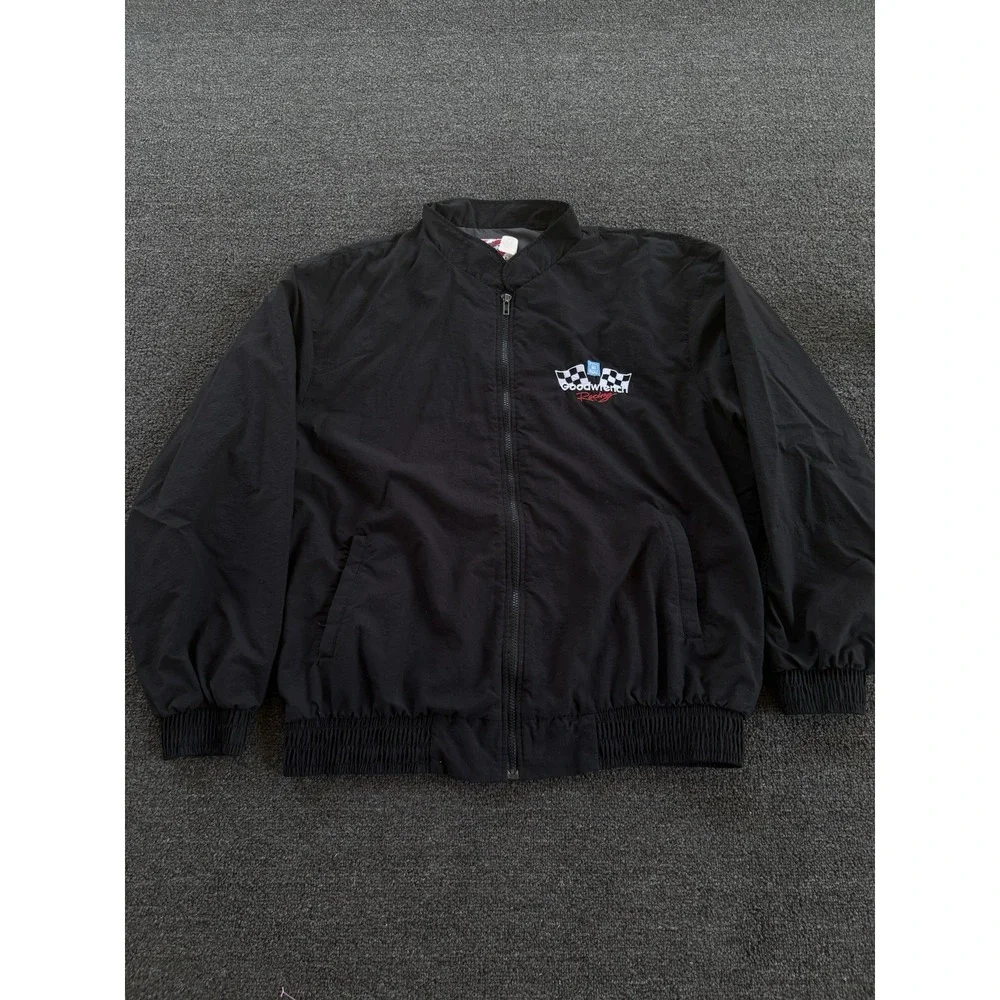 Vintage GM‎ Goodwrench Racing Windbreaker Jacket Black NASCAR 90s USA Made